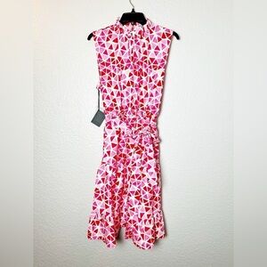 NWT Area Stars Geometric Pink and Red Sleeveless Dress
